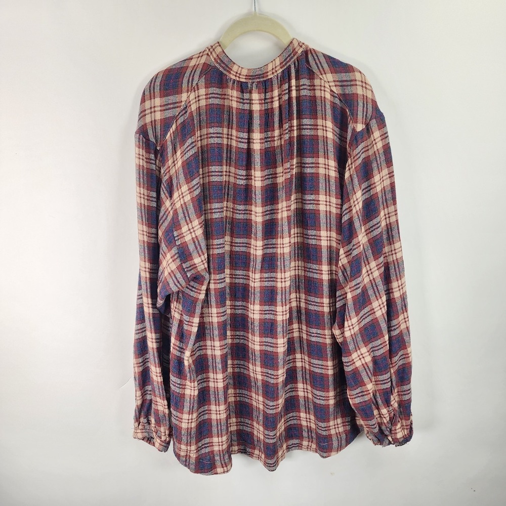 Free People Northern Bound Tunic Top Women's L Plaid Flannel Country Cozy - Picture 3 of 10